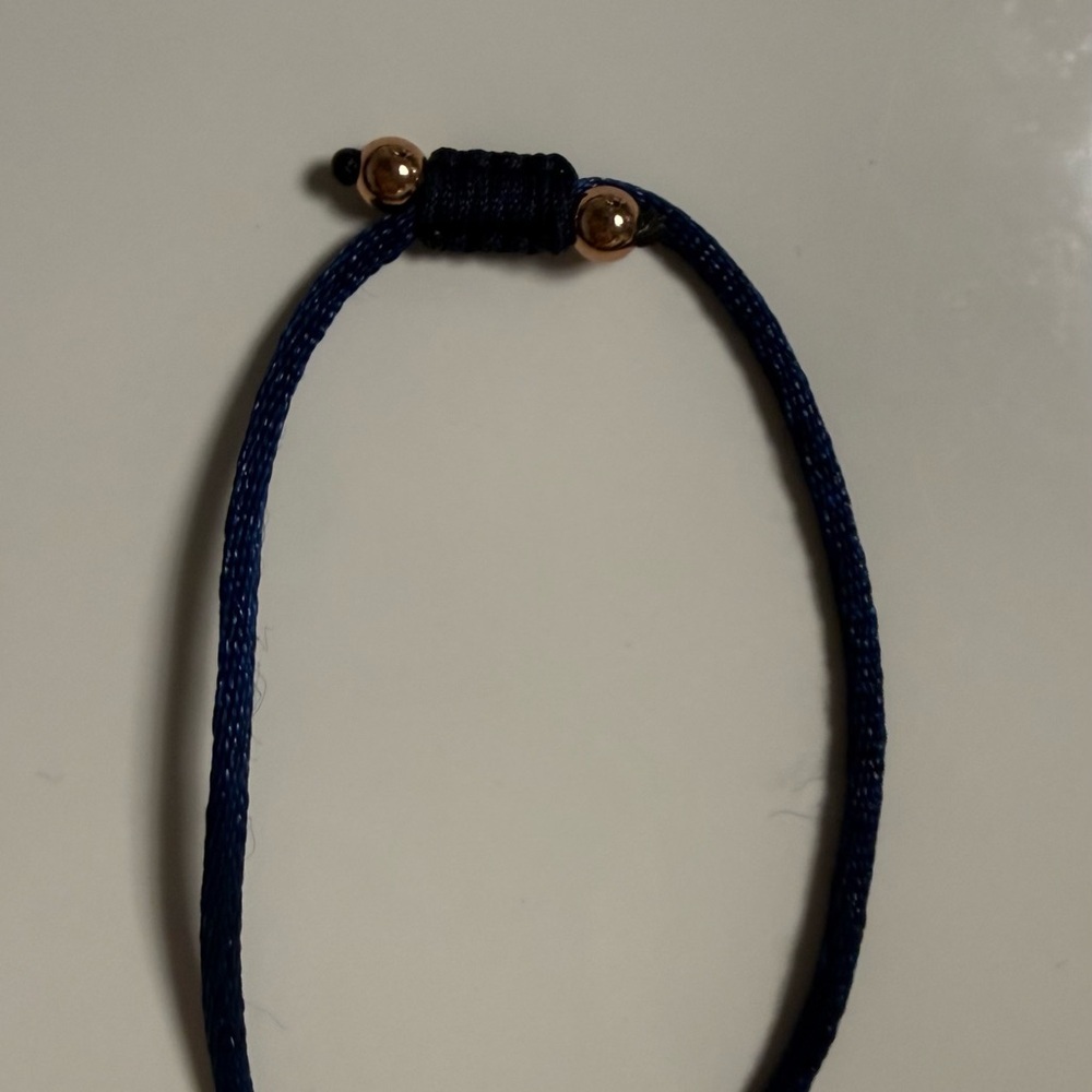 Sparkling Evil Eye Cord Necklace - Adjustable Navy Blue Silk - Picture 4 of 4